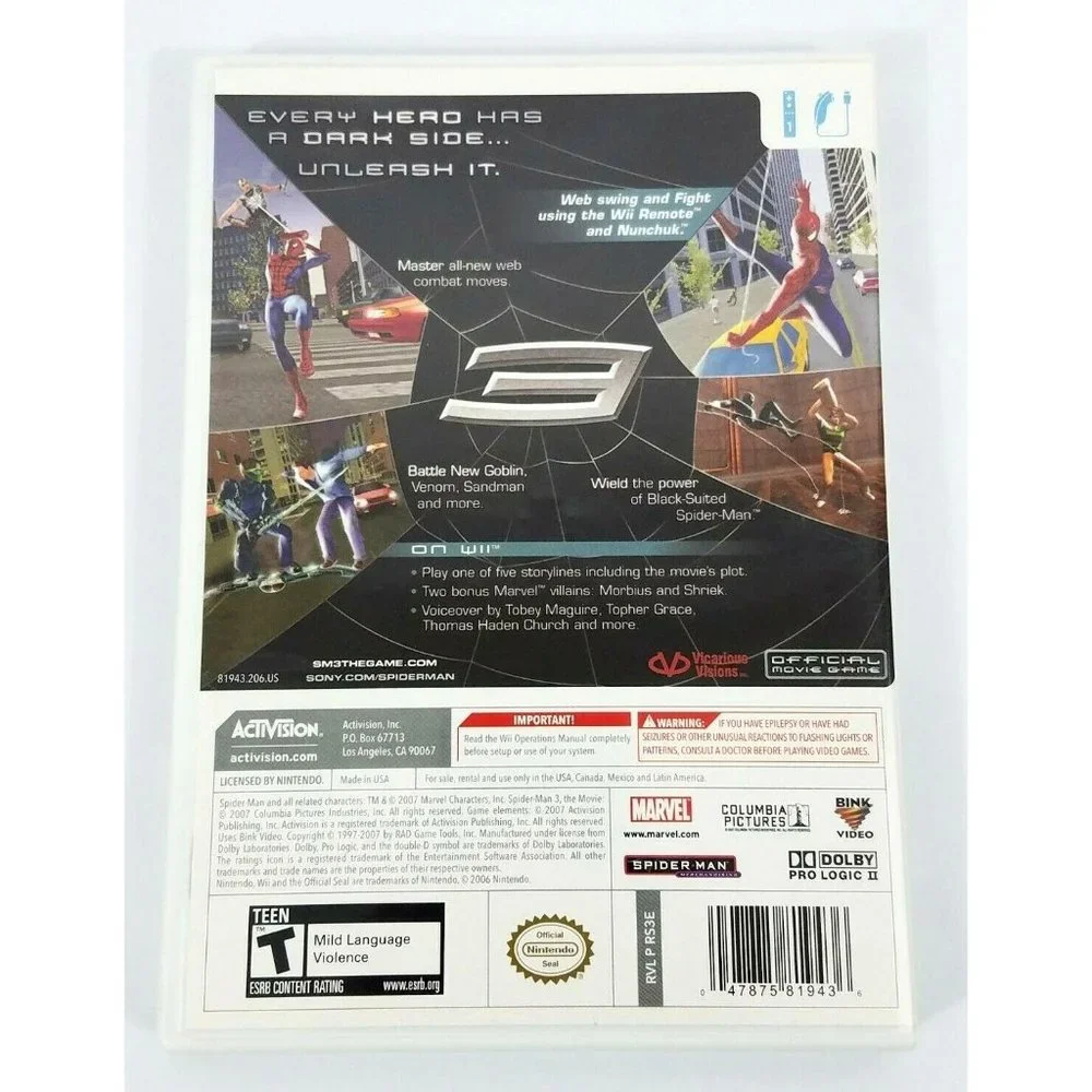 Spider-Man 3 Nintendo Wii Game Complete With Manual Tested